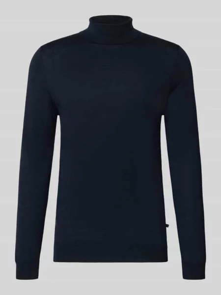 Sweter z golfem o kroju slim fit z czystej bawełny Matinique granatowy
