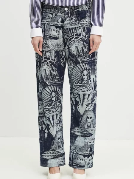 No Problemo jeansy Apocalypse Jacquard Bagi Jean niebieskie