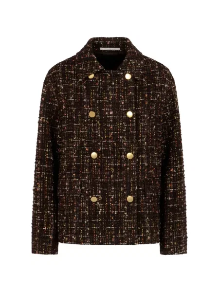 Palton Tagliatore din tweed cu două rânduri de nasturi maro
