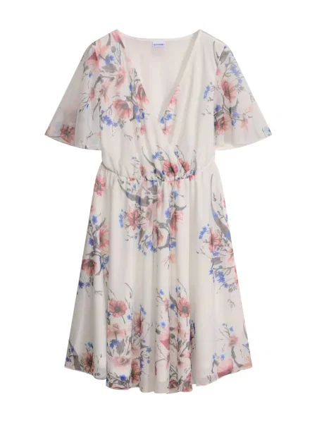 Bonprix Rochie albastru / gri / roșu pepene alb