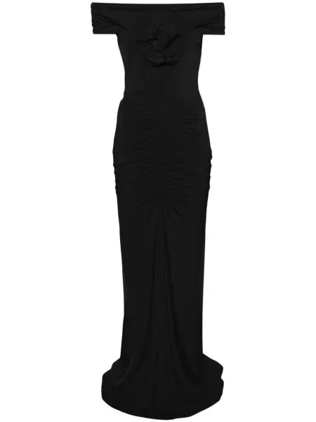 Rochie maxi Nissa cu model floral de costum negru