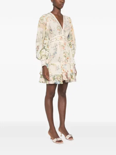 Rochie mini Camilla cu model floral cu imagine roz