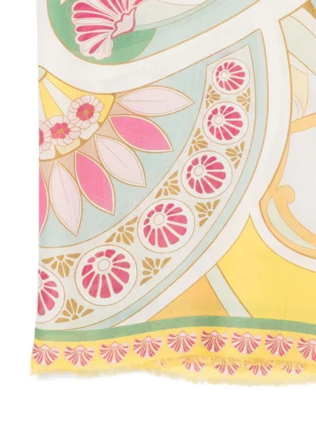 Fular La Doublej cu model floral cu imagine verde
