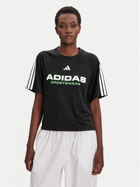 Жакардова тениска Adidas черно