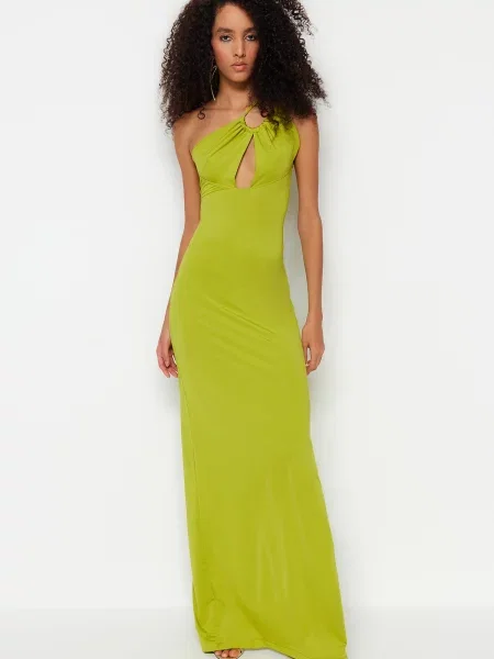 Плетена вечерна рокля Trendyol плетена зелено