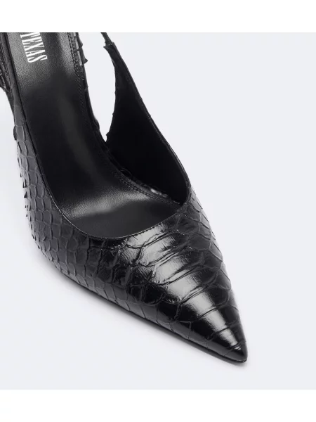 Pantofi cu toc Paris Texas din piele slingback negru