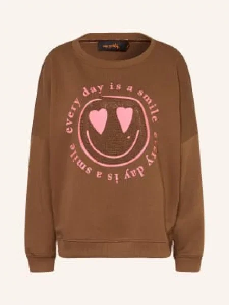 Miss Goodlife Oversized Mikina S Ozdobnými Kamínky hnědá růžová