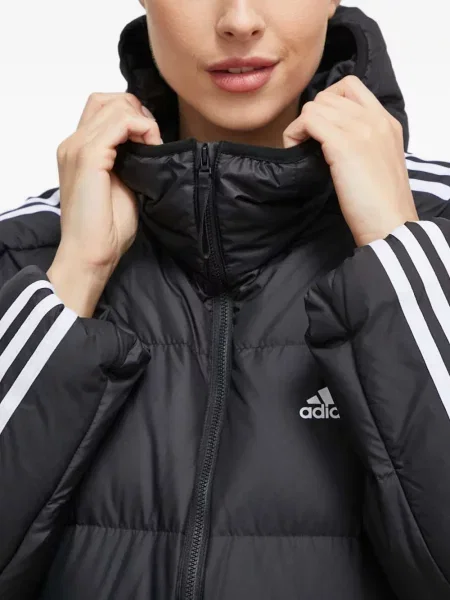 Prugasta parka Adidas s kapuljačom plava