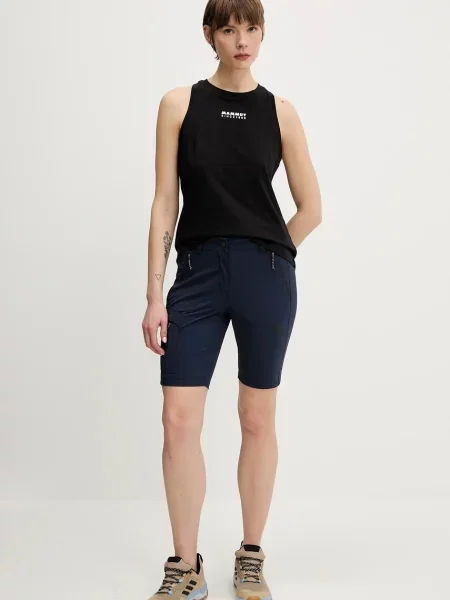 Mammut szorty outdoorowe Runbold IV granatowy gładkie high waist