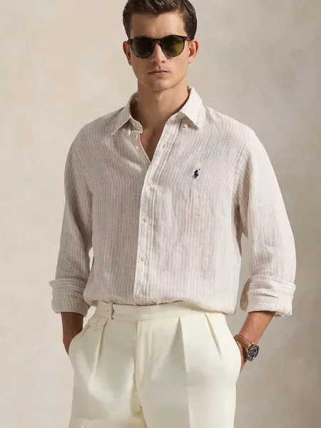 Lanena košulja Polo Ralph Lauren bež