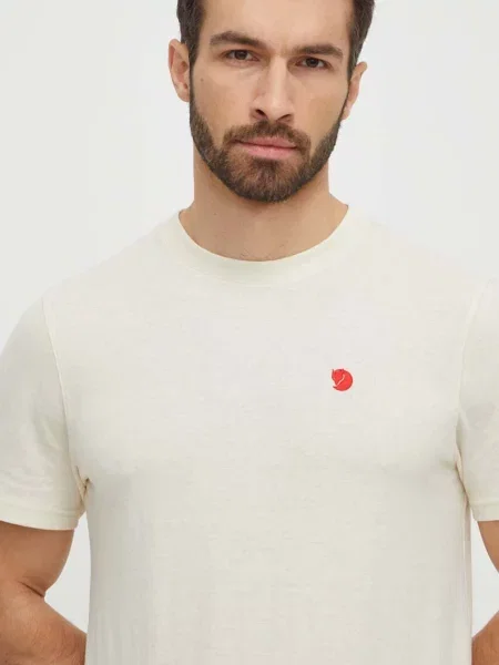Тениска Fjallraven Hemp Blend T-shirt с апликация бежово