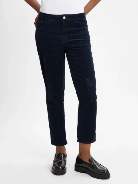 Tommy Hilfiger Spodnie Kobiety Sztruks jednolity 34 niebieski