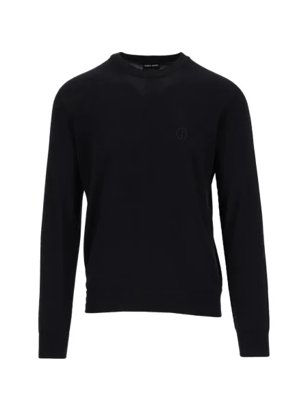 Pulover Giorgio Armani cu broderie de lână negru