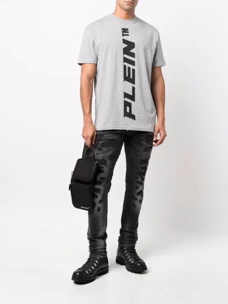 Raštuotas marškinėliai Philipp Plein pilka