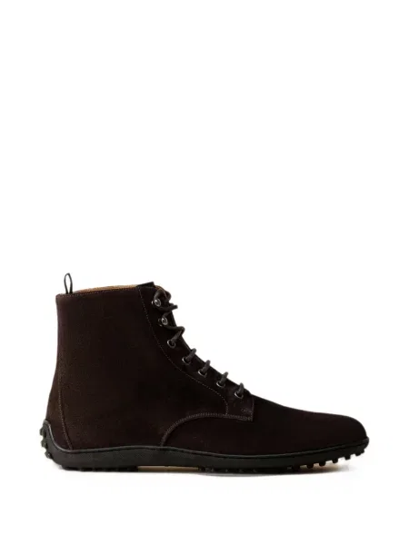Šněrovací semišové kotníkové boty Car Shoe hnědé