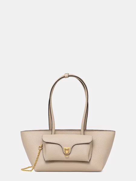 Coccinelle geantă shopper pentru femei din piele DOUBLE BEAT bej