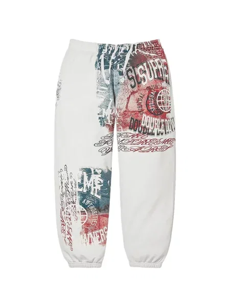 Pantaloni Supreme cu imagine alergare alb