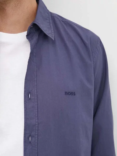 Классическая ошейниковый рубашка Boss Orange синяя