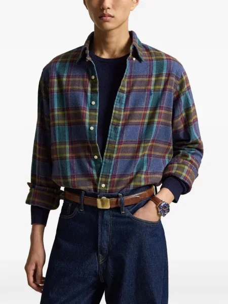 Polo majica Polo Ralph Lauren s vezom keper karirana plava