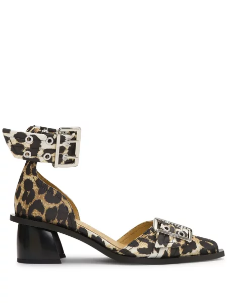 Pantofi cu toc Ganni cu imagine cu model leopard maro