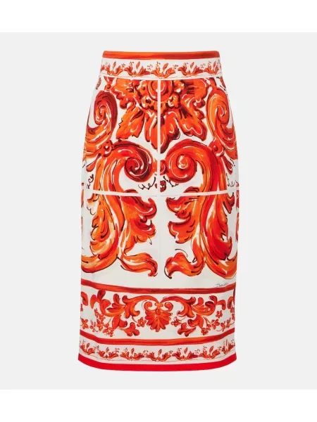 Fustă tip creion Dolce&gabbana de mătase portocaliu