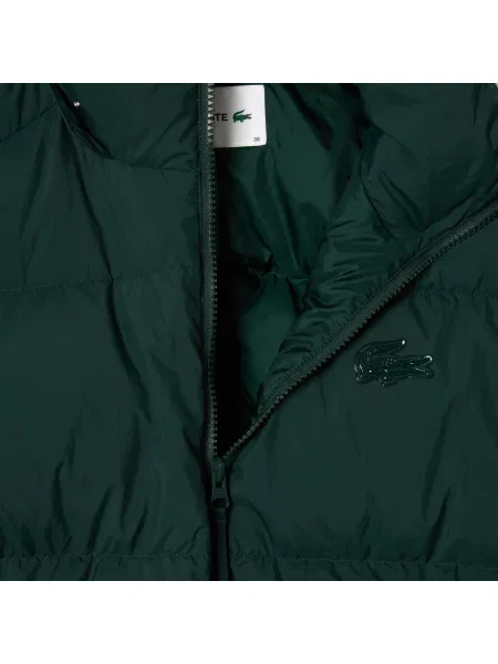 Lacoste Kurtka Puchowa Z Logo I Kapturem zielona