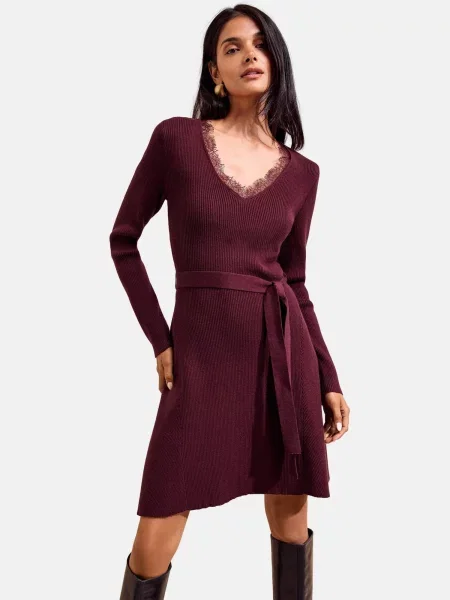 Friends Like These Rochie tricotat burgundy roșu
