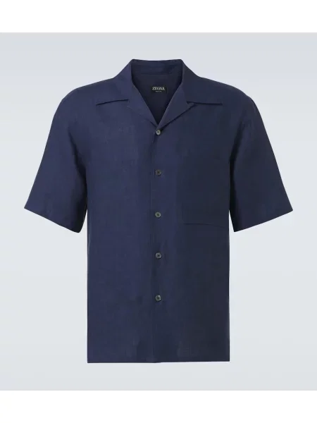 Cămașă Zegna de in albastru