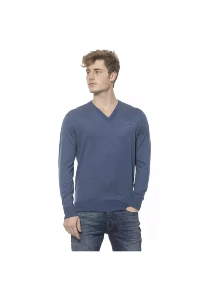 Sweter Billionaire z dekoltem w serek niebieski