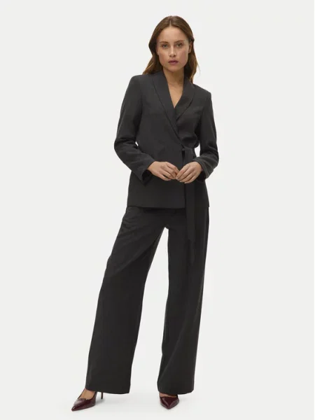 Vero Moda Hlače iz tkanine Bestie Wide Leg siva