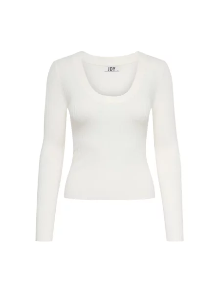 Dzianinowa bluzka Jacqueline De Yong z długim rękawem prążkowana biała