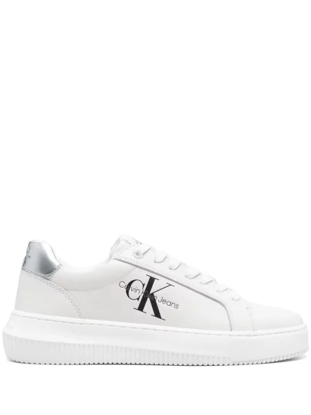 Sneakerși Calvin Klein Jeans din piele cu imagine alb