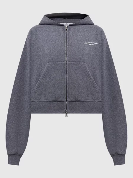 Утеплена спортивна куртка з фактурним логотипом Alexander Wang сіра