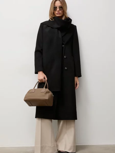Palton Answear.lab de lână elegant negru