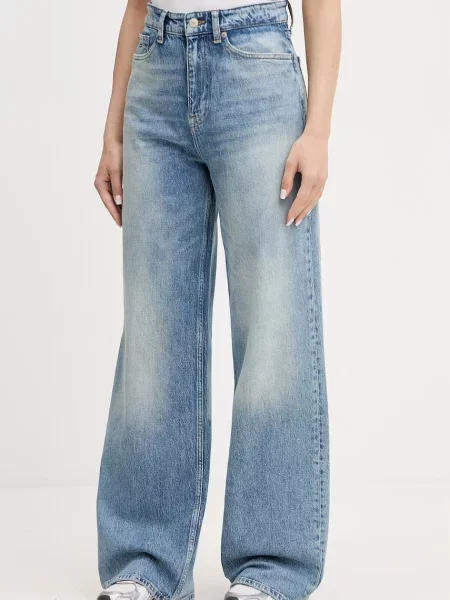 Tommy Jeans blugi wide leg pentru femei albastru