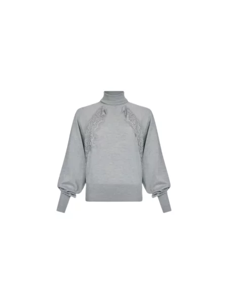Sweter z golfem Liu Jo wełniany do golfa szary