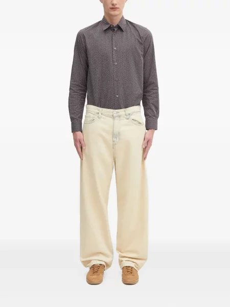 Cămașă Paul Smith cu imagine cu imprimeu geometric maro