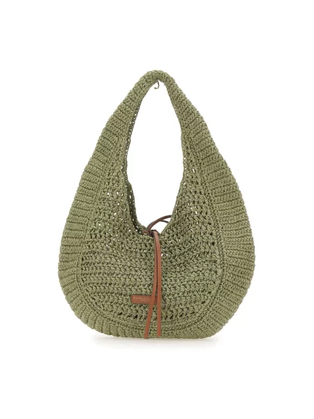 Lniana torebka hobo Gianni Chiarini zielona