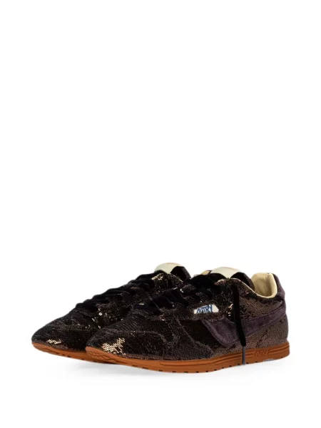 Sneakerși Autry cu paiete de catifea maro