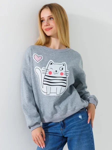 Меланжевый свитшот Lawa серый