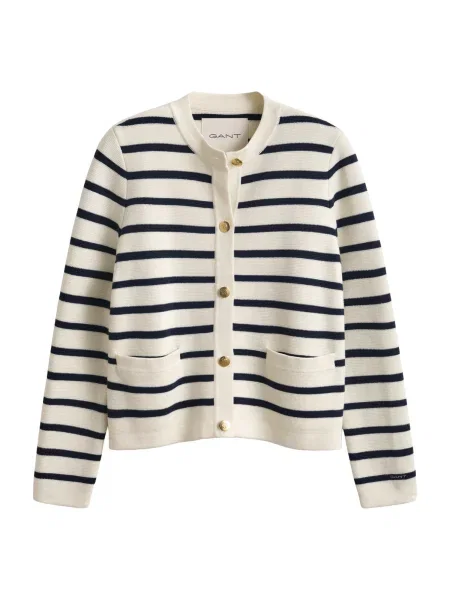GANT Geacă tricotată crem / marin albastru