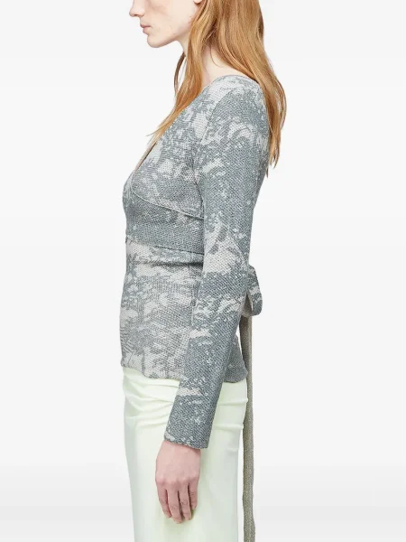 Koszulka Eckhaus Latta z nadrukiem w abstrakcyjne wzory kopertowa szara