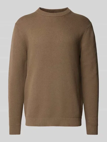 Sweter z dzianiny z okrągłym dekoltem model ‘DANE’ Selected Homme beżowy