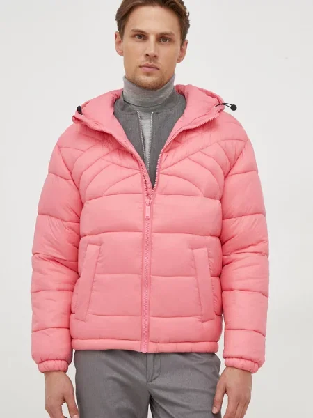 Bunda United Colors of Benetton zimní oversize růžová