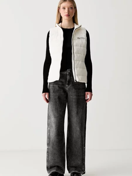 Karl Lagerfeld Jeans kavbojke s širokimi hlačnicami siva