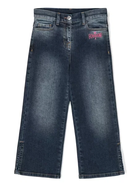 Jeansy straight leg dziecięce Chiara Ferragni niebieskie