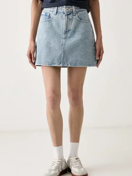 Calvin Klein Jeans fustă din denim albastru