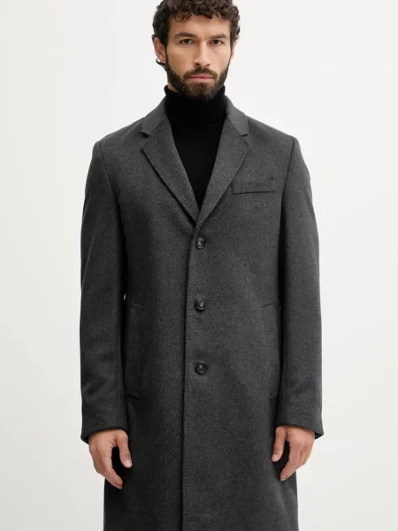 BOSS płaszcz wełniany szary