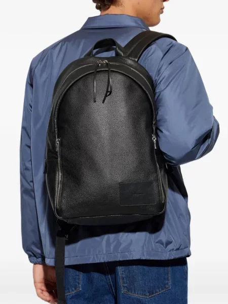 Kožený batoh Jil Sander s autogramem černý