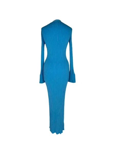 Rochie maxi Galvan London tricotate albastru